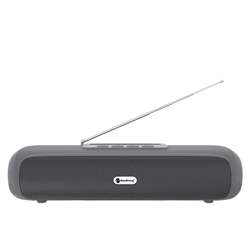 Desktop wireless long strip radio subwoofer in black, blue, red and silver grey colours