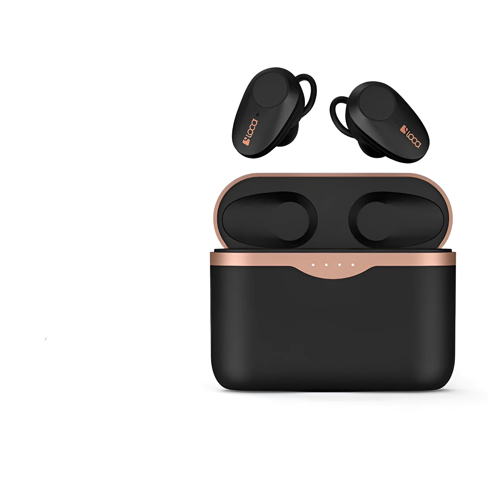 Black wireless Bluetooth headset with charging stand featuring ANC noise cancellation.