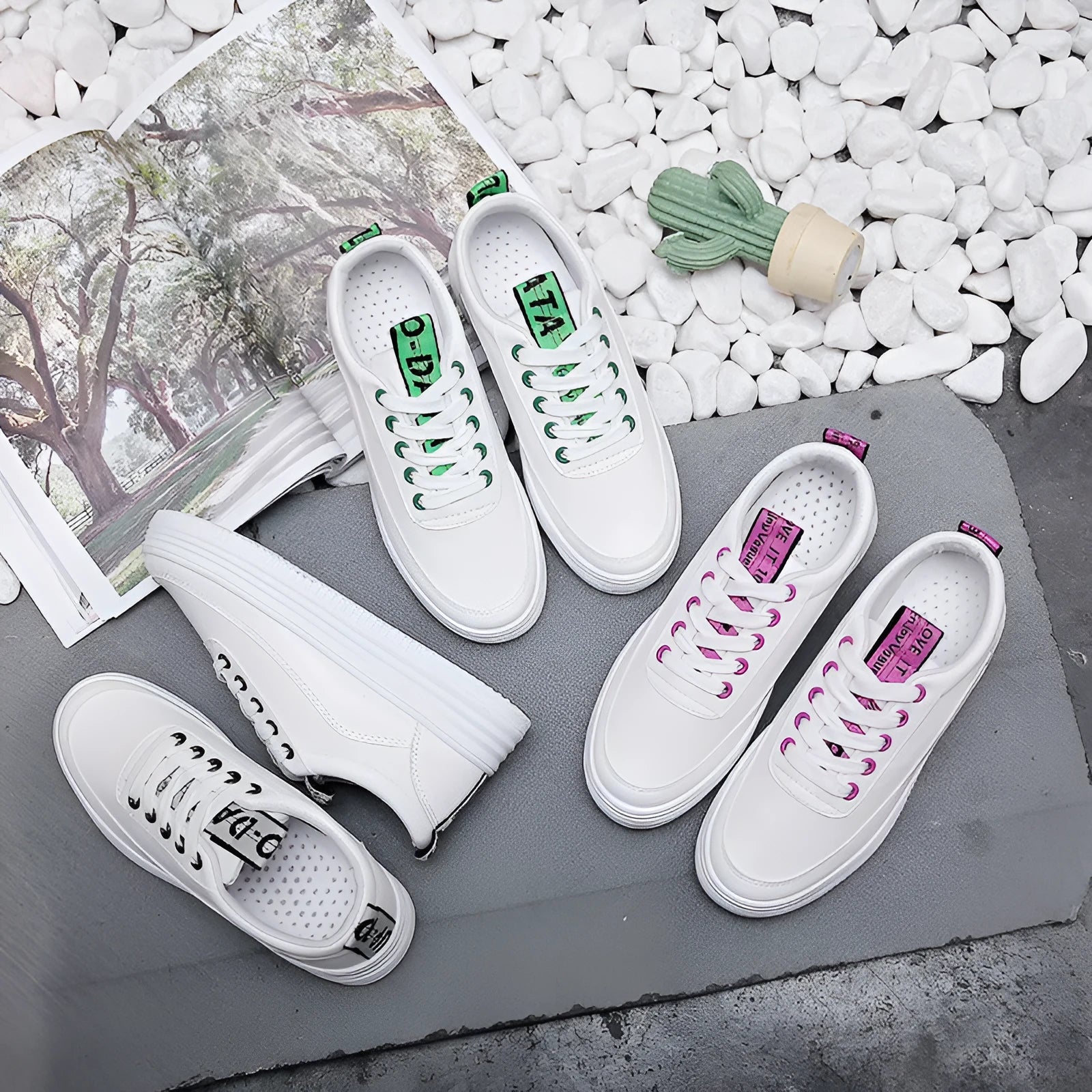 Breathable women sneaker student casual canvas shoe microfiber leather black rubber outsole