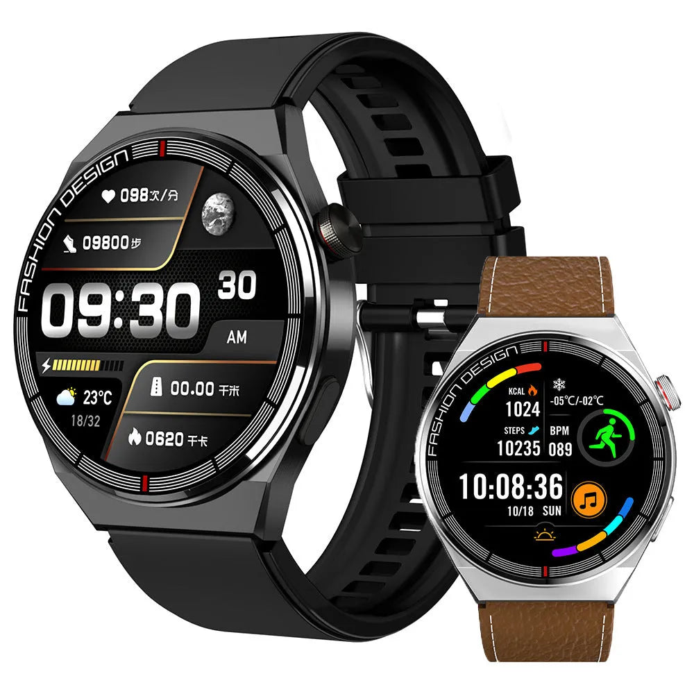 1.28-inch smartwatch showing health metrics on screen with silicone wrist strap