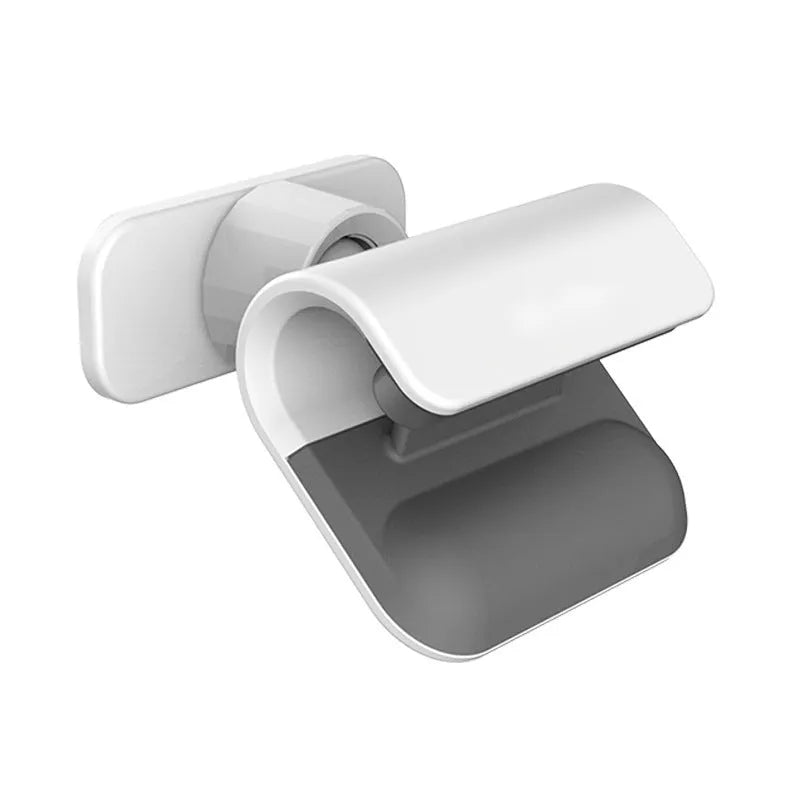 Black universal car phone holder showing 360-degree rotating bracket with 3M adhesive backing