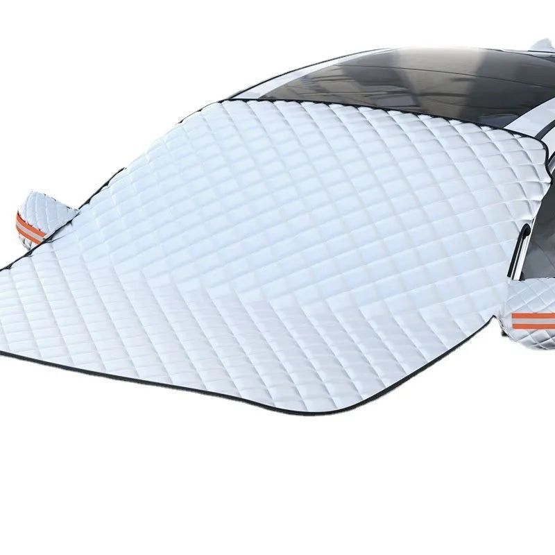 Aluminium foil car cover with reflective stripes and magnets for SUV winter windshield protection