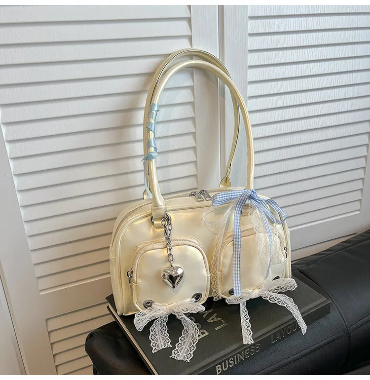 Soft PU casual shoulder bag with large capacity and mobile phone compartment in four colour options