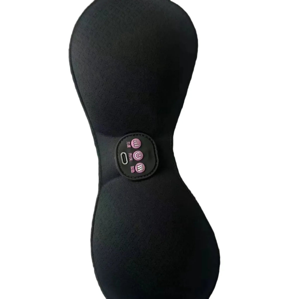 Black electric massage bra with chest paste and 3-key English control panel