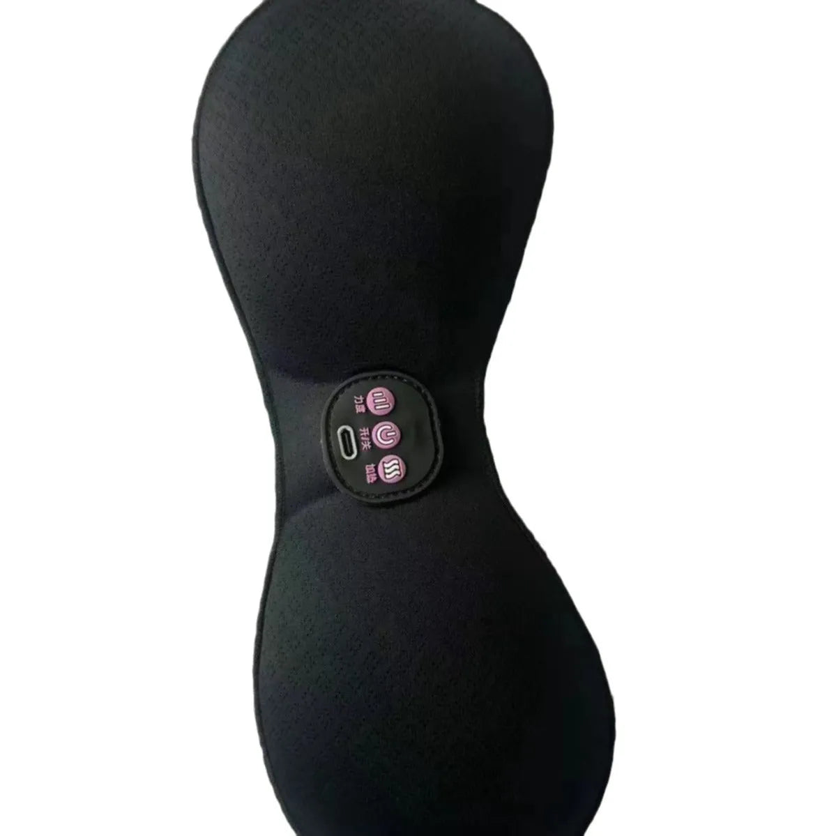 Black electric massage bra with chest paste and 3-key English control panel