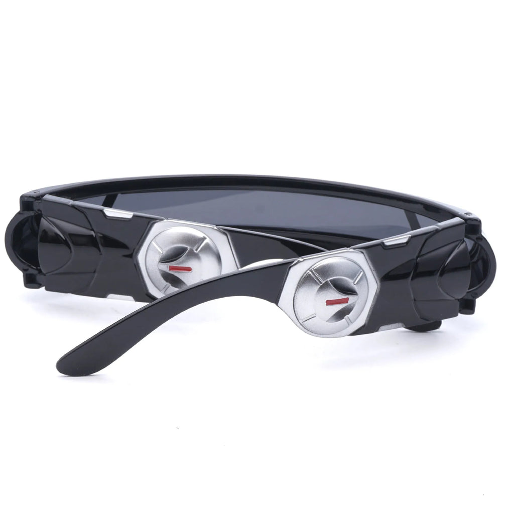 Black polarised sports sunglasses with a choice of blue, red, or grey mercury tint lenses.