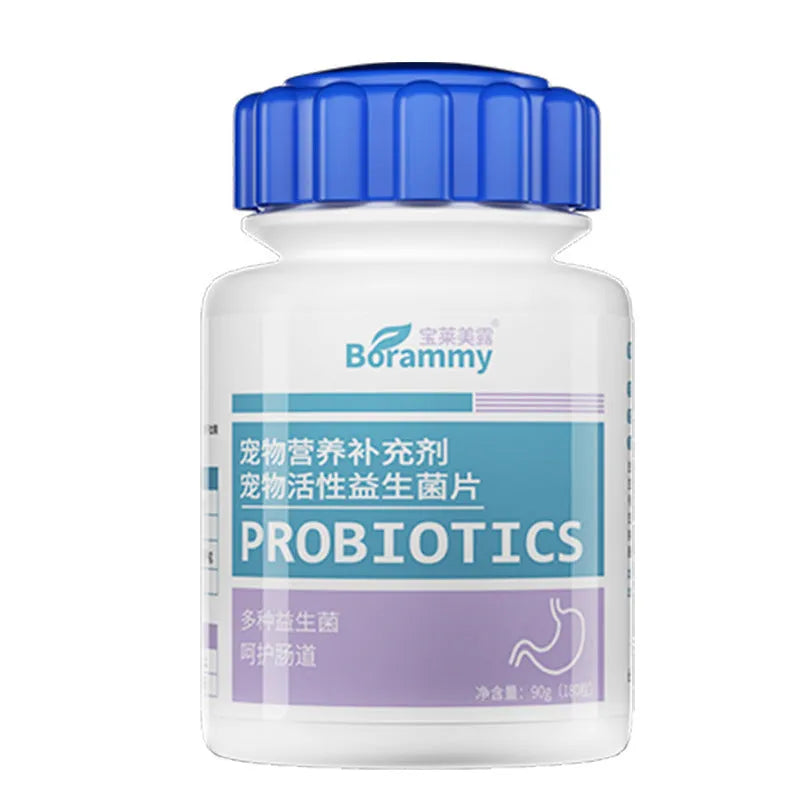 Bottle of 180 pet active probiotic tablets for dog and cat digestive health care