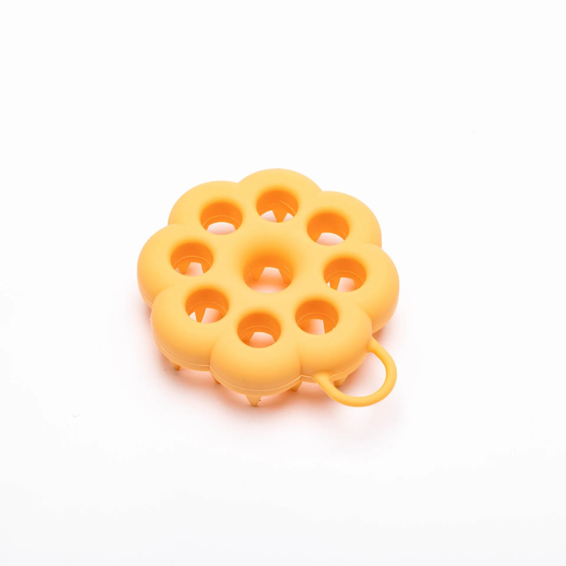 Silicone pet hair care brush for dry and wet use with massage bristles in blue, green, orange, pink, or purple