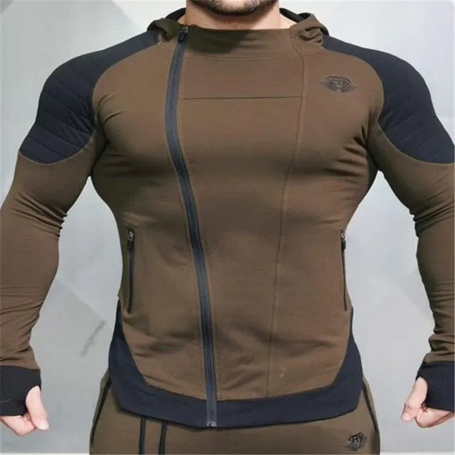New Gyms slim fit hoodie in black, 95% cotton, front view, size M to XXL