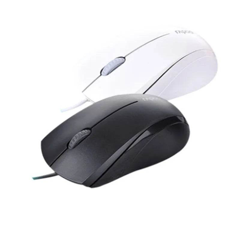 Wired USB optical mouse in black with 1.5m cable and three-button layout for desktop computer
