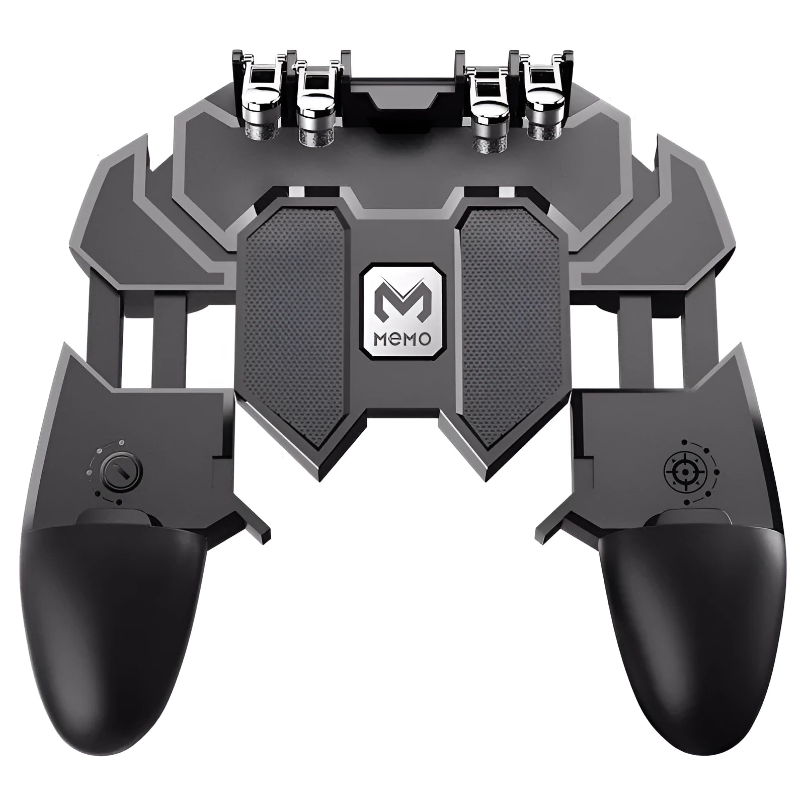 AK66 black six-finger gamepad controller with rotatable lever for PUBG on mobile phones