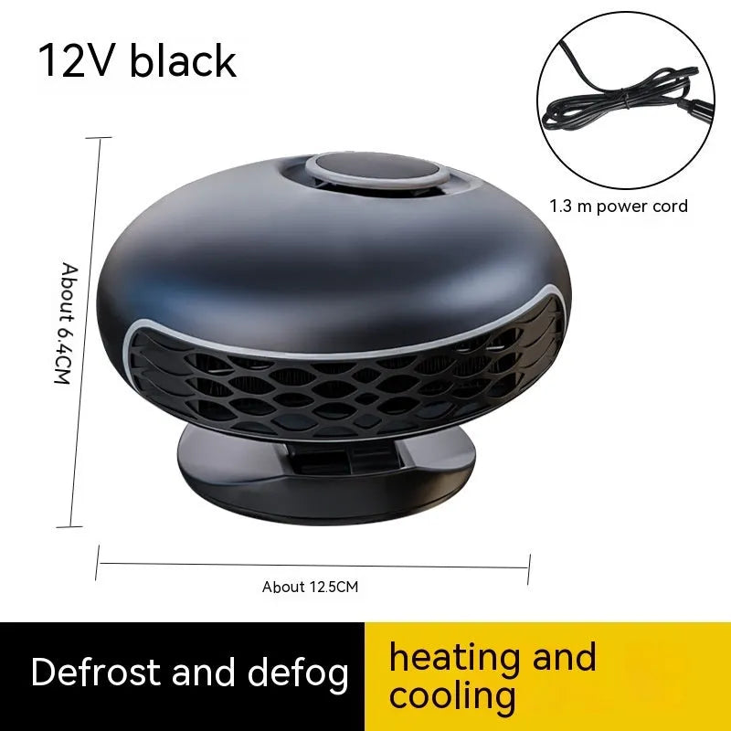 Black car warm air blower heater with power cable for 12V or 24V vehicle defrosting