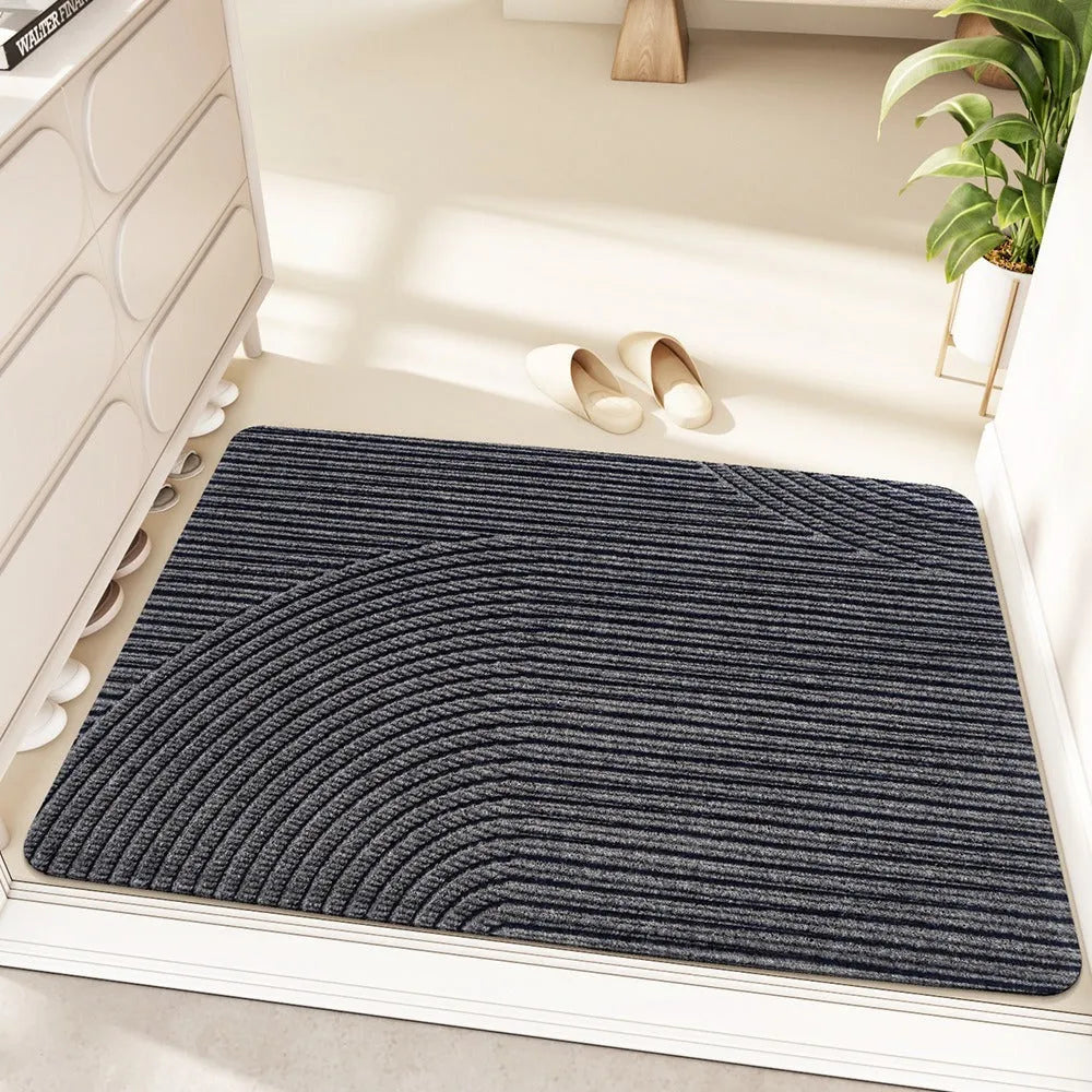 Silk ring alien-shaped entrance floor mat with cartoon anime pattern in blue, 60cm by 90cm