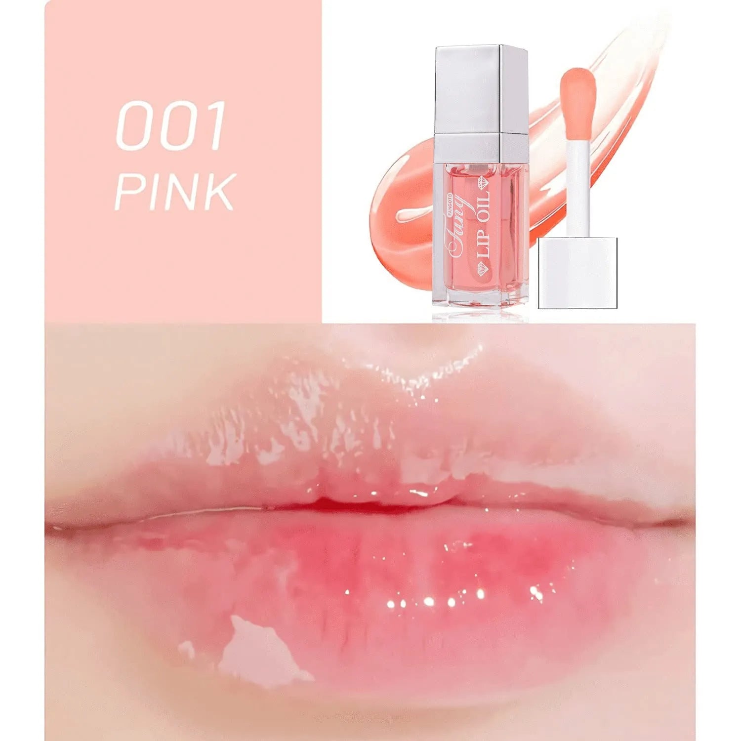 Five colour options of bright lip gloss mint lipstick with moisturising lip essence oil formula