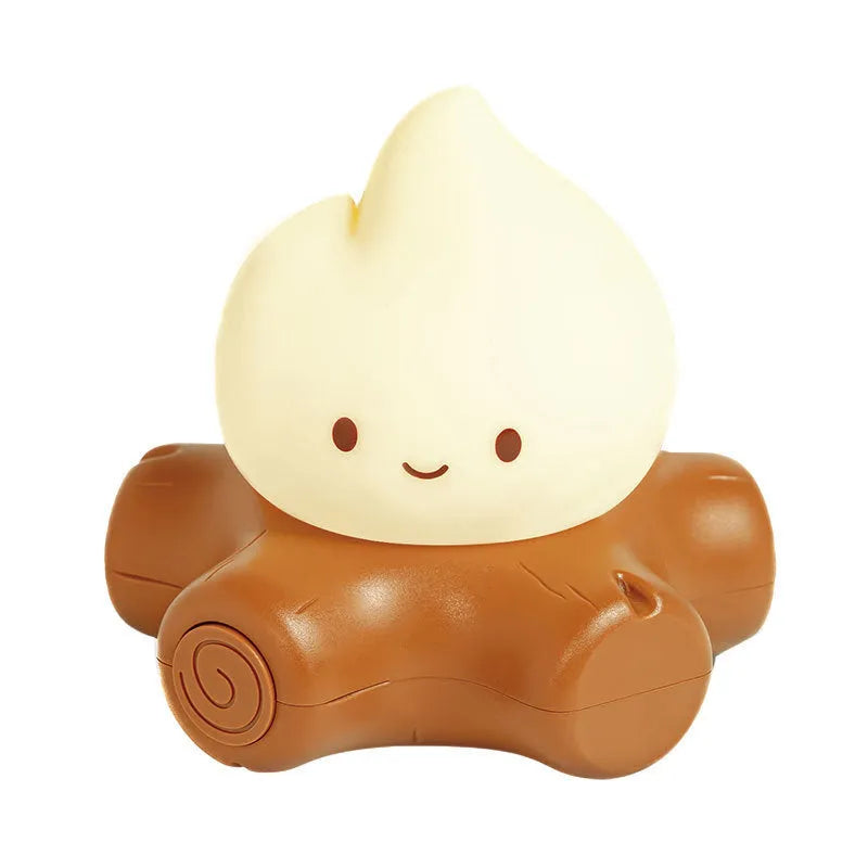 Cartoon small fire pile night lamp with ABS shade and built-in battery