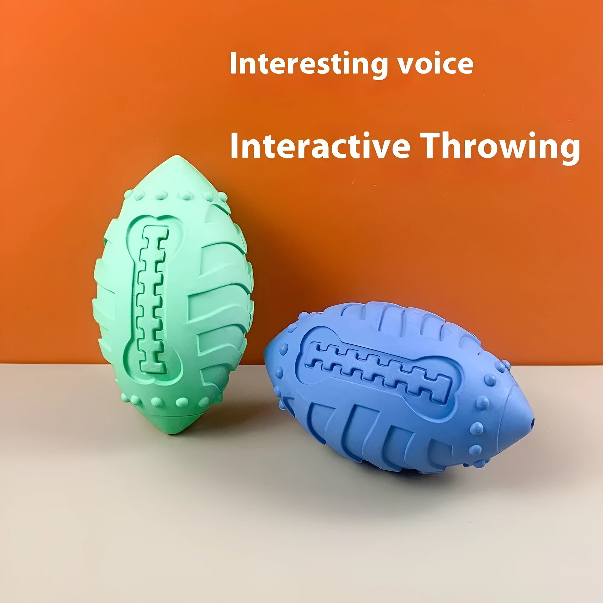 Light green or sapphire blue thickened rubber vocal rugby ball dog toy