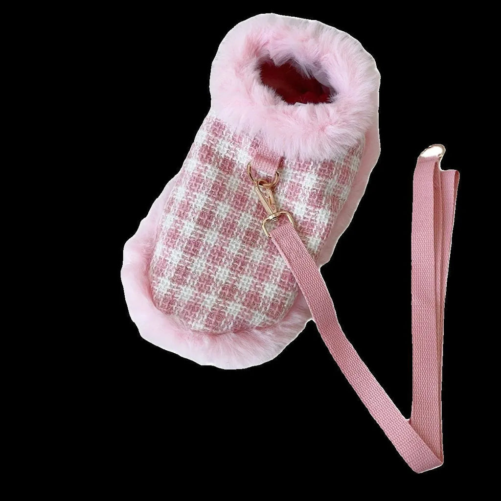 Pink polyester cat costume with beret and cape, adjustable with drawstring, available in XS S M L XL sizes