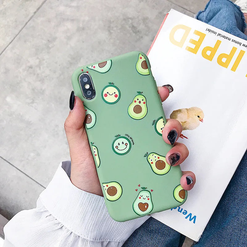 Avocado cartoon design TPU back cover phone case for Apple iPhone models