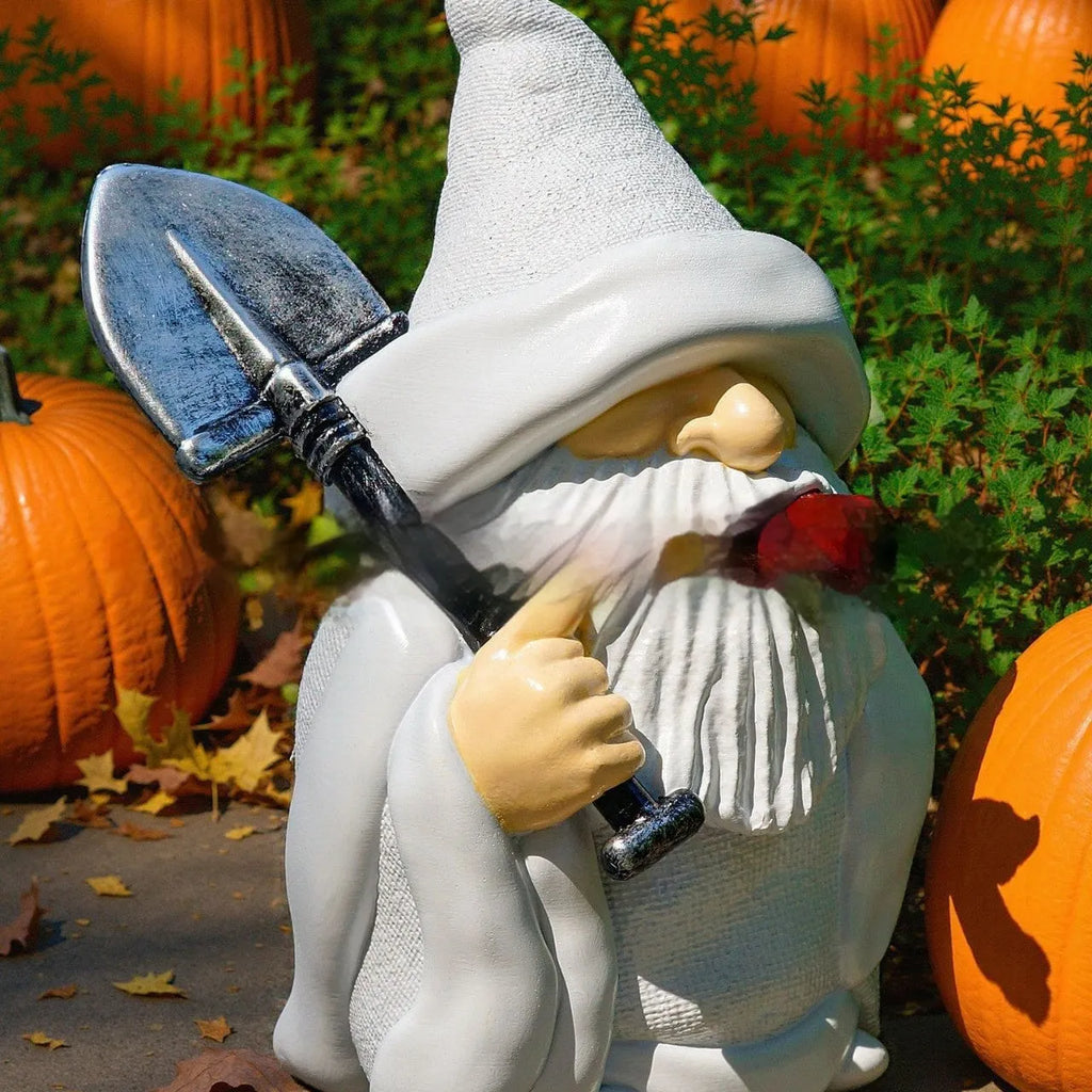 Christmas resin craft smoking shovel dwarf ornament for garden holiday decoration