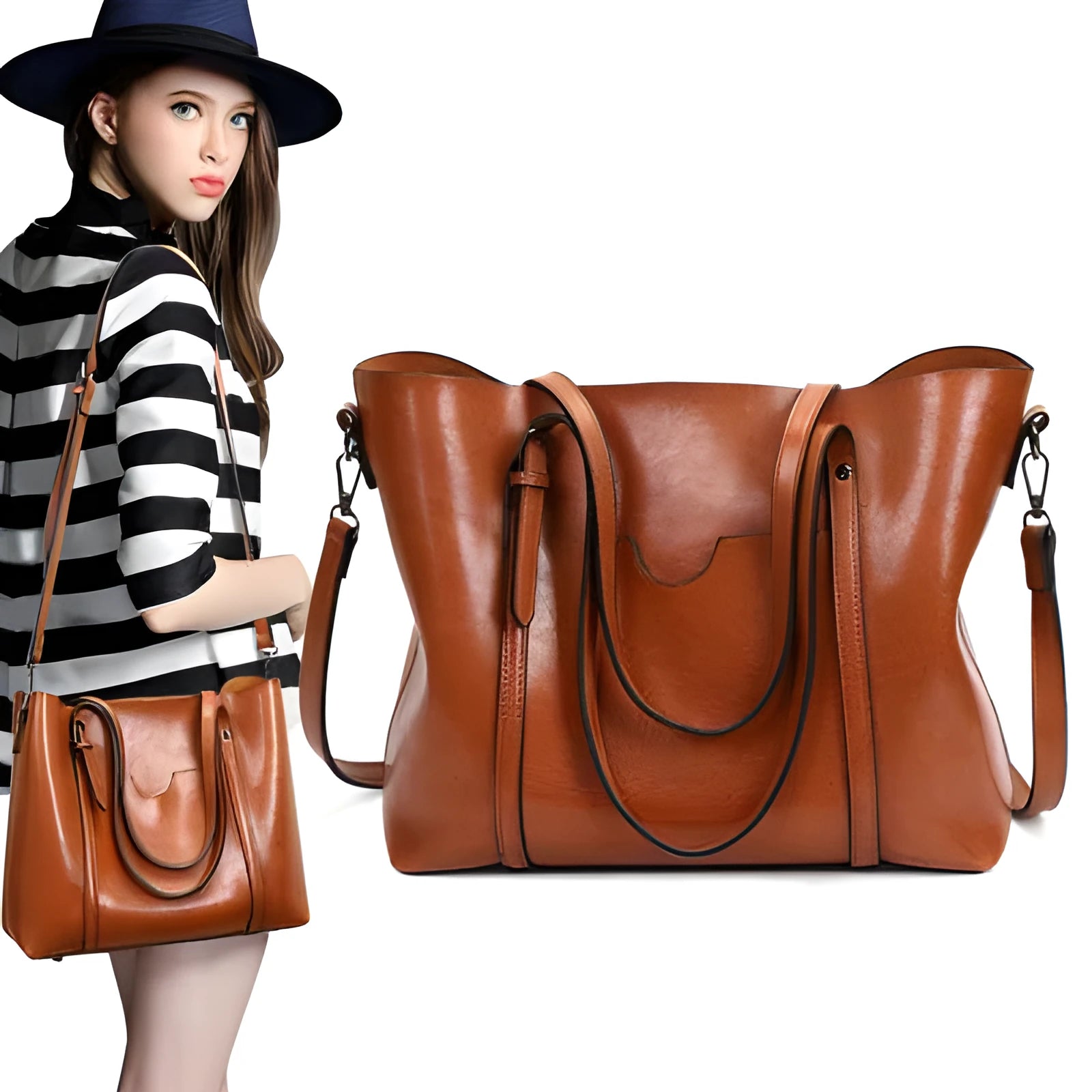 Women's retro messenger bag in European style with large capacity for A4 documents