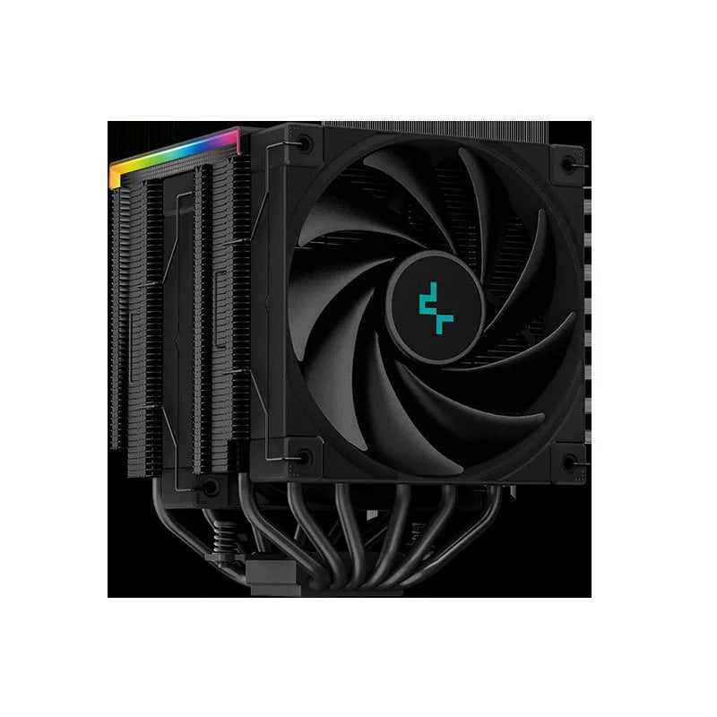 DeepCool twin tower CPU air cooler with digital display in black or white colour options