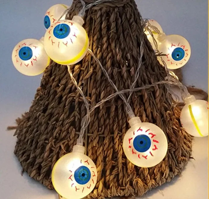 Halloween LED string lights with pumpkin, ghost and bat pendants on 1.2 metre white cord