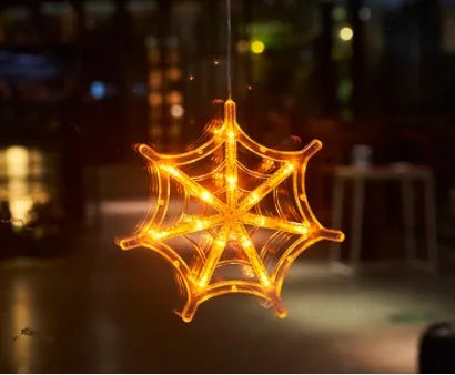 Halloween window hanging LED lights set with spider, pumpkin and ghost designs