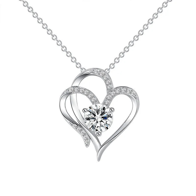 Women's 925 silver heart necklace in rose gold, white gold, or yellow gold colour.
