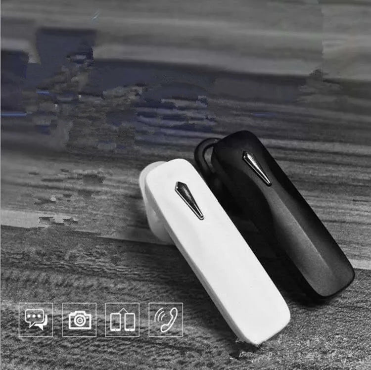 M163 car Bluetooth headset in black and white colour options with ear piece and control buttons