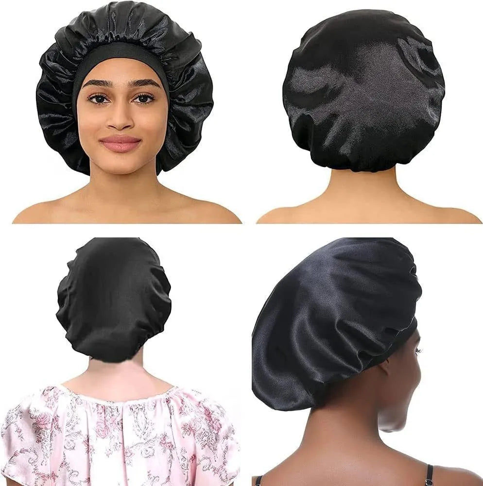 Wide-brimmed high elastic polyester headscarf for women, knitted tie-dye design, flat top crown, breathable sun protection cap