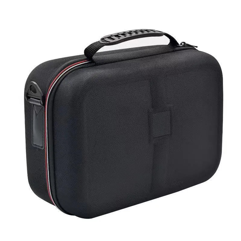 Black EVA game console accessory storage bag showing two size options for organising controllers and cables