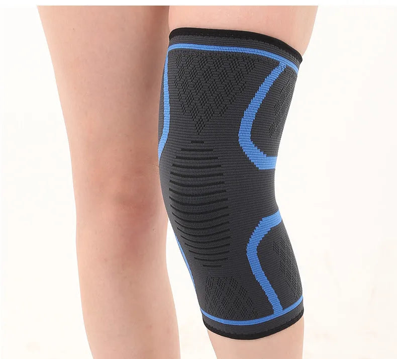 Double corrugated non-slip sports kneecaps in various colours on a grey background.
