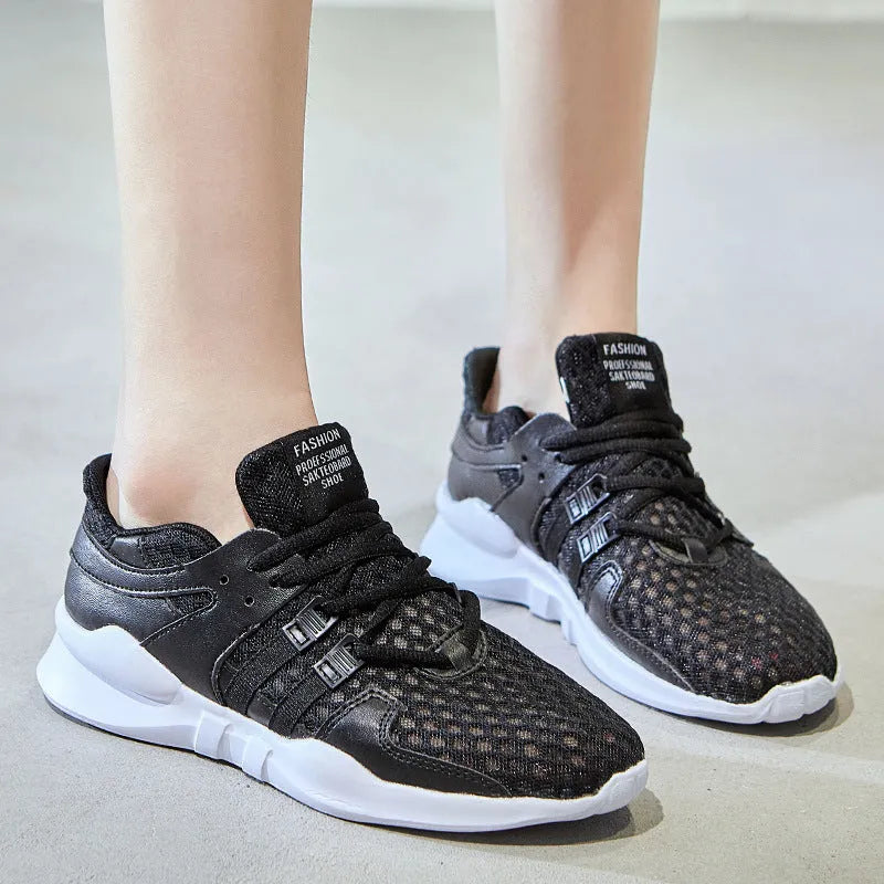 Breathable mesh sneakers with hollow-out design in low-top casual style