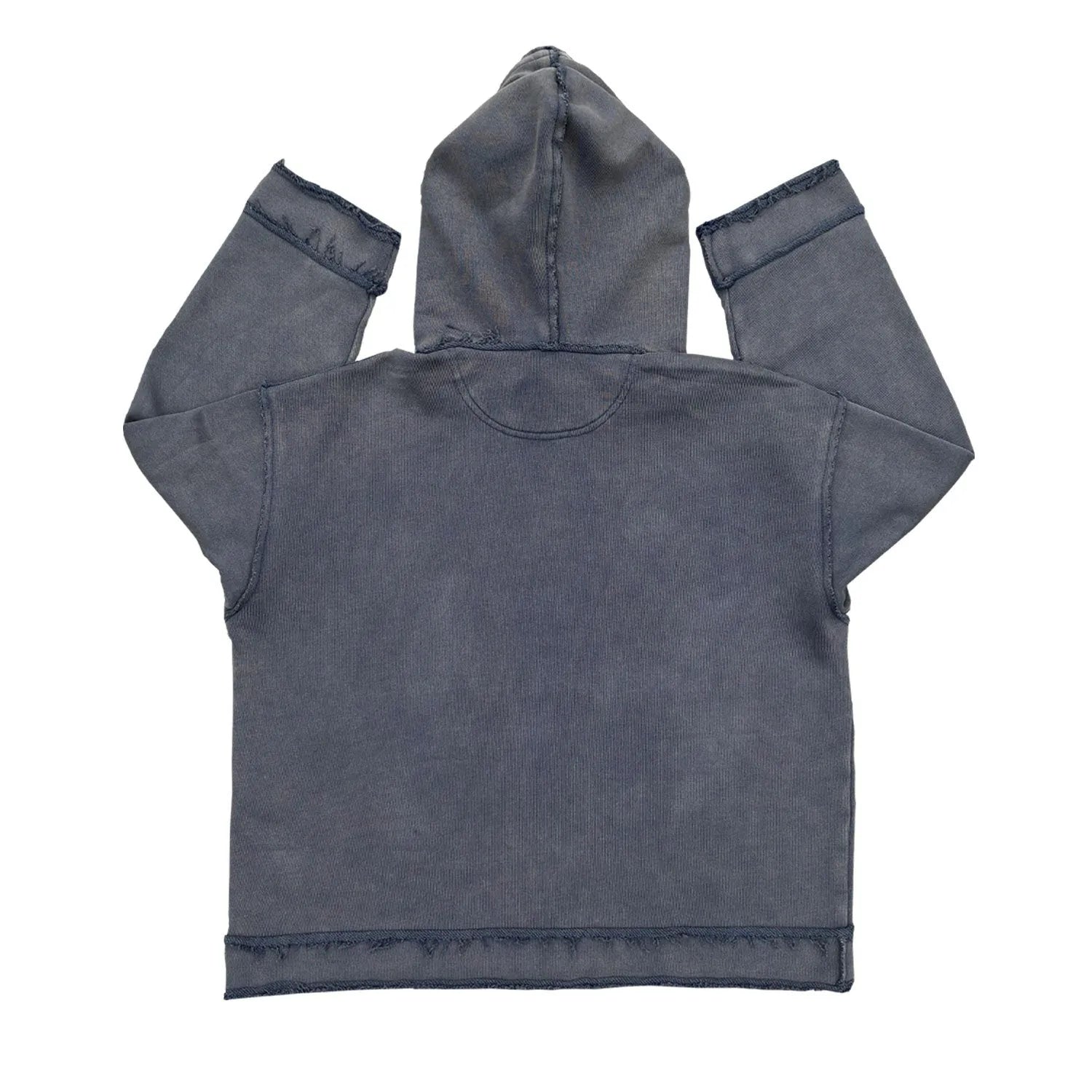 Dark blue hooded sweater with kangaroo pocket and raglan sleeves in medium size