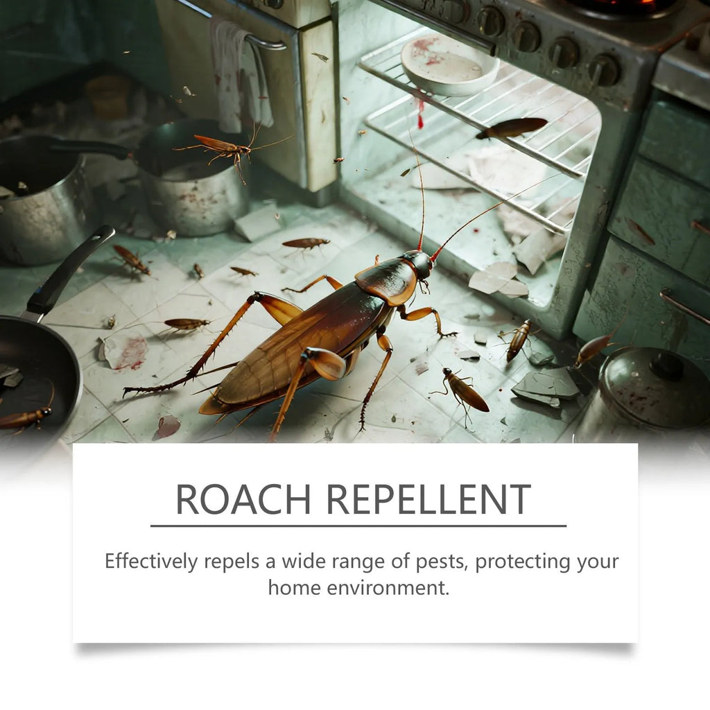 Indoor cockroach killer kit with eight bait stickers and eight glue traps for kitchen use