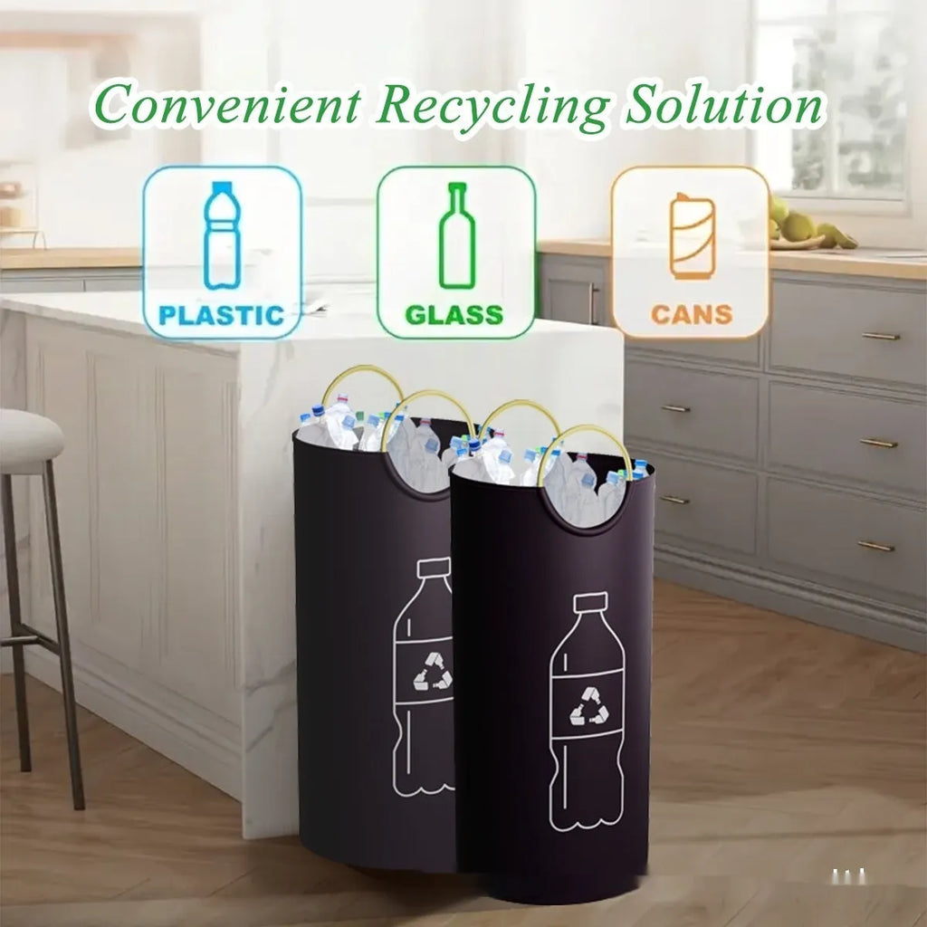 A tall, round portable plastic trash can shown in a plain colour, suitable for office or outdoor use.