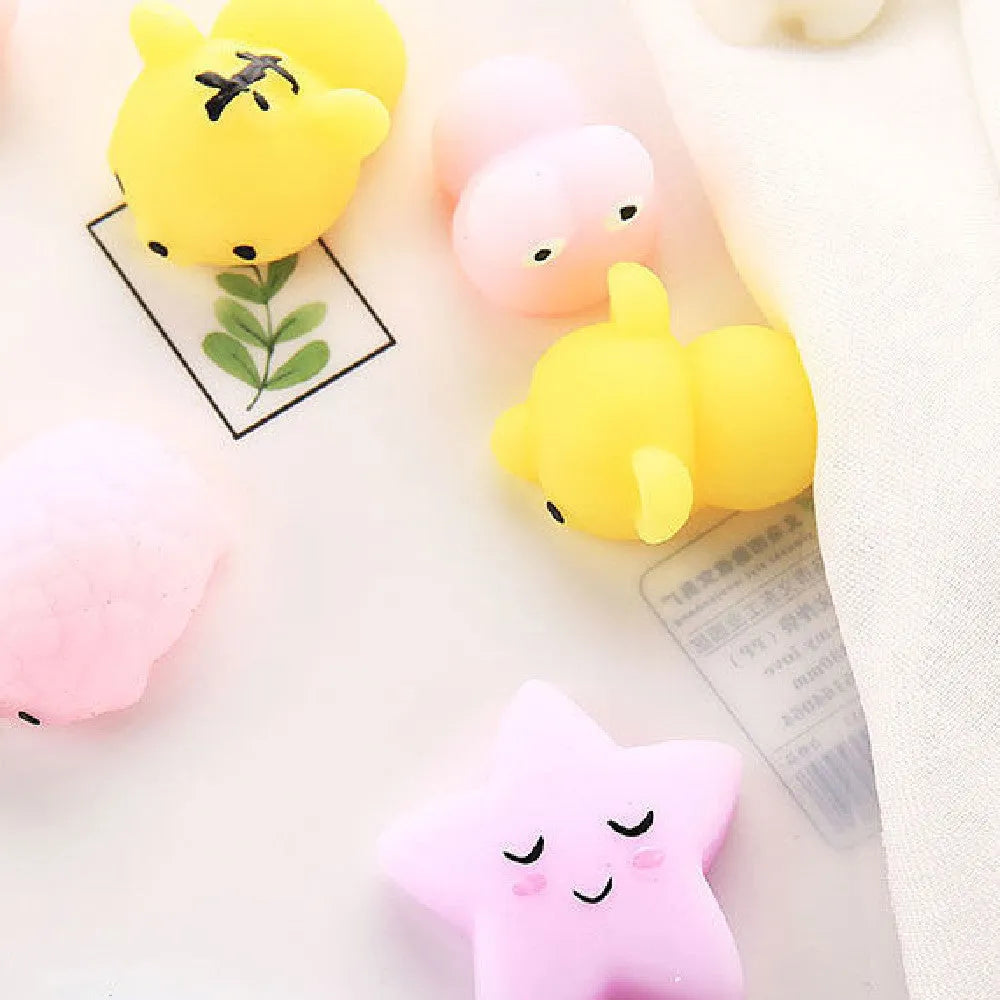 Soft glue pet vent decompression toy star model 4.5cm small ball colour on neutral background