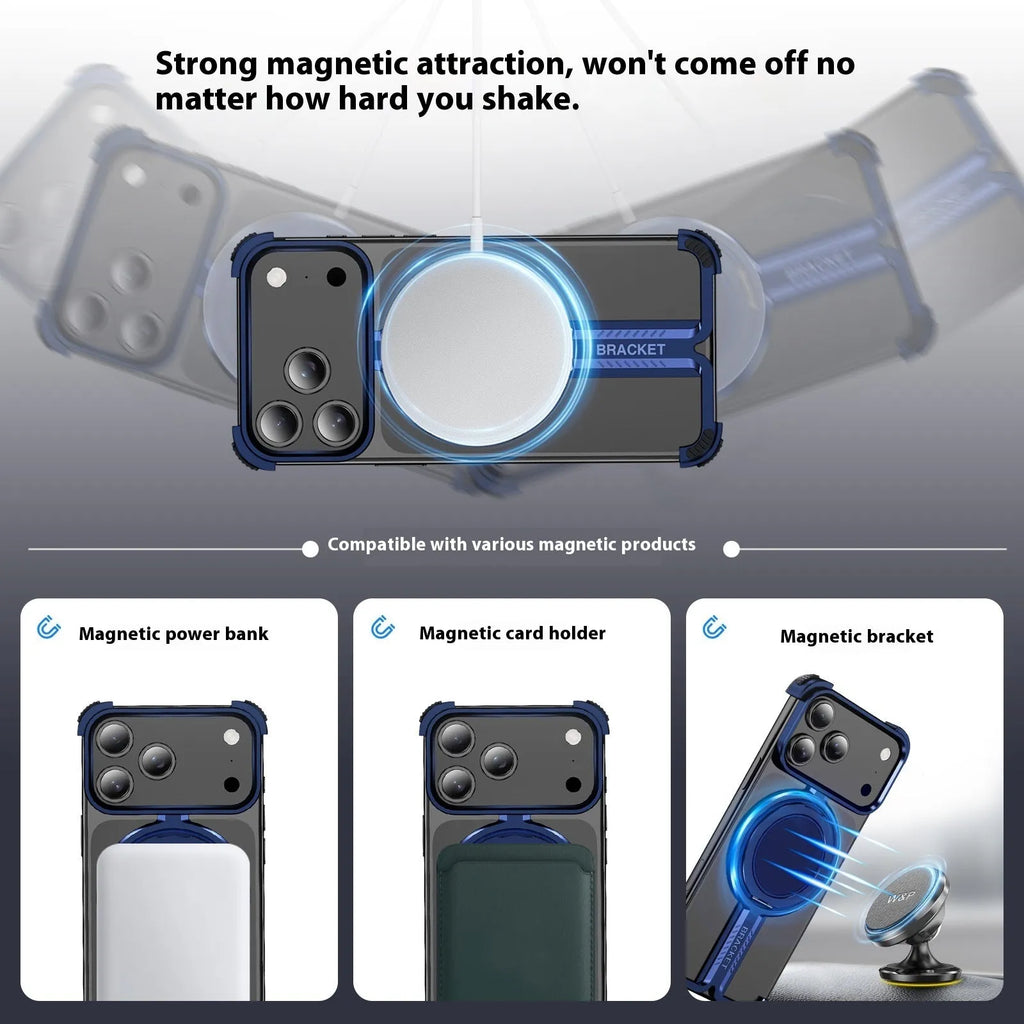 Titanium alloy bone sensing bracket phone case frameless design for iPhone 17 series in black