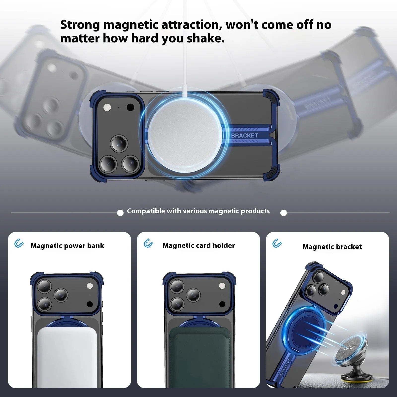 Titanium alloy bone sensing bracket phone case frameless design for iPhone 17 series in black