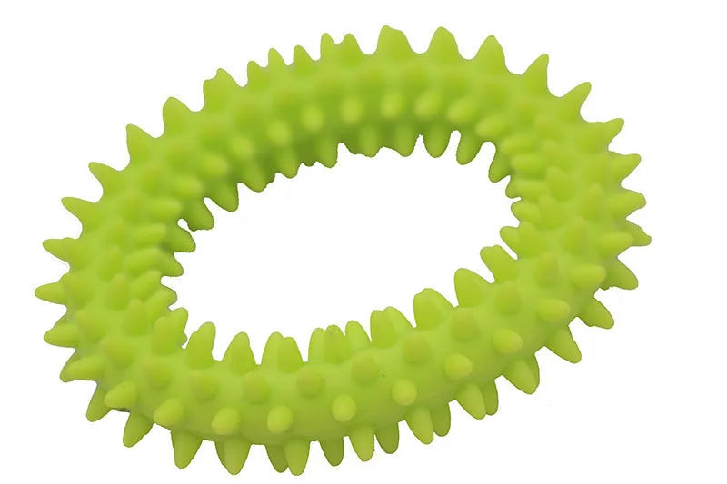 Blue TPR spiky ring dog chew toy for dental cleaning and bite training