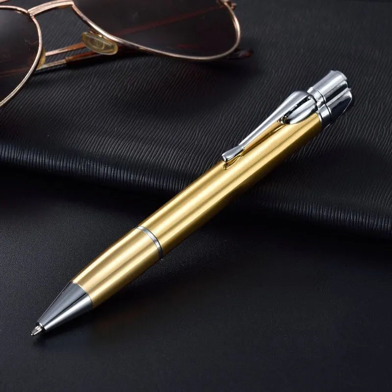 Windproof metal jet pen lighter in assorted colours showing slim refillable design
