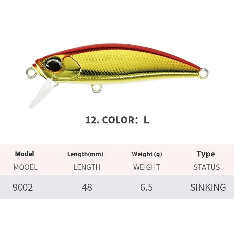 48mm Japanese mino fishing lure for mandarin fish and snakehead in multiple colours