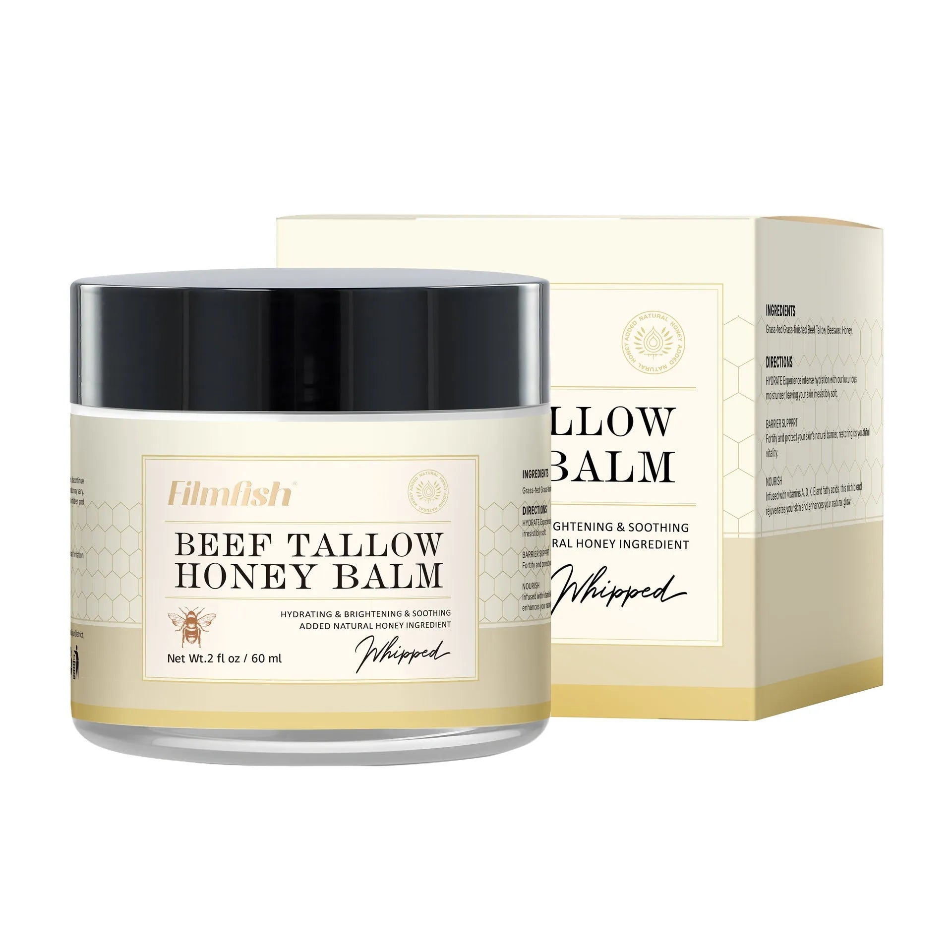 Honey moisturiser body cream jar with 60ml net content for skin hydration