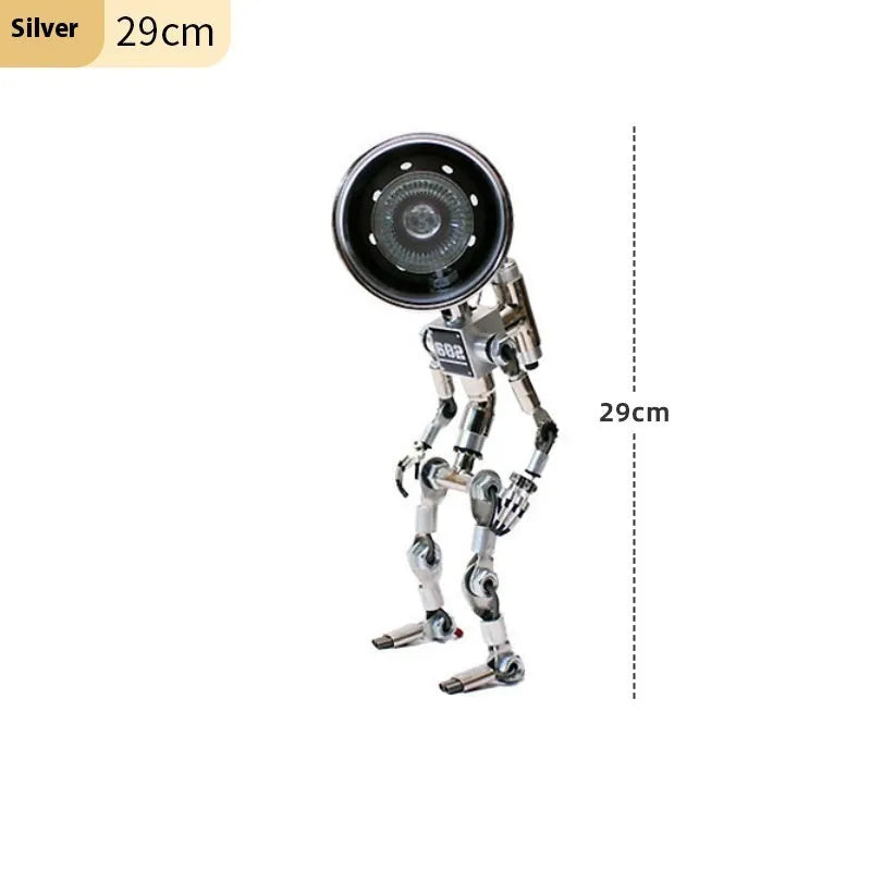 Robot-shaped study atmosphere light in silver or copper finish, 22cm or 29cm size