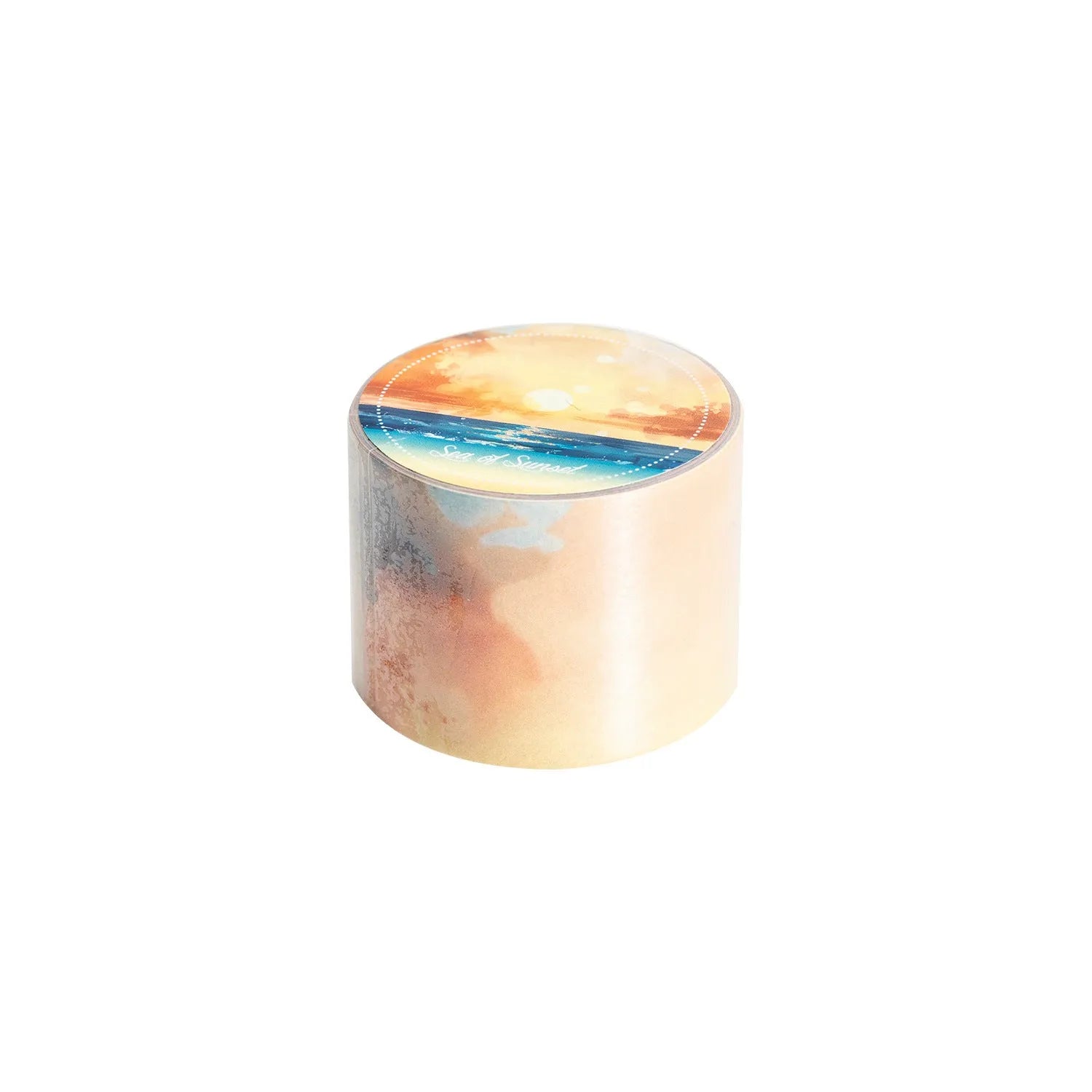 Japanese paper washi tape roll with celestial sky patterns including colourful clouds and twilight, 30mm width