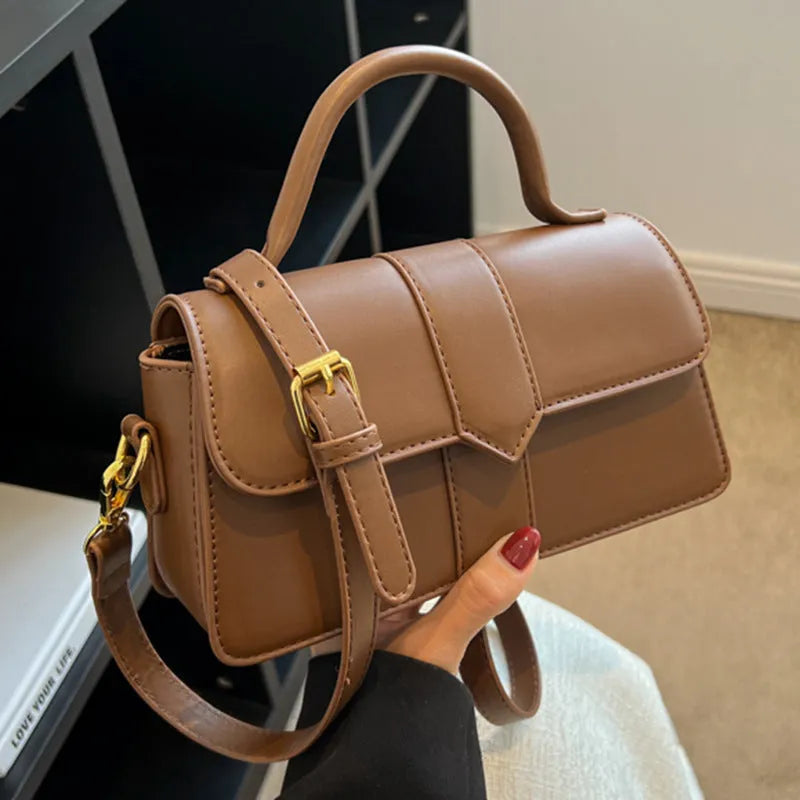 Women's PU messenger bag in horizontal square design with 22cm width, available in multiple colours