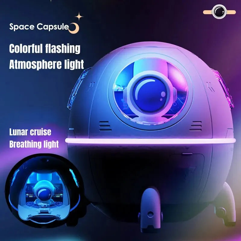 Cube-shaped USB portable humidifier with colourful LED lighting and 220ml water capacity