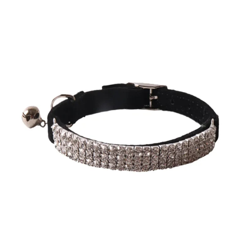 Adjustable elastic buckle cat collar in six colours with soft flocking material