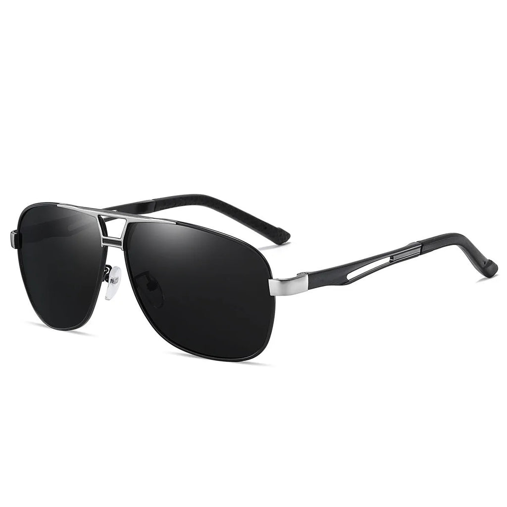 Men's orange-red aviator sunglasses with metal frame and polarised TAC lenses.