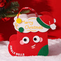 Christmas felt gift bag in green with cartoon design, reusable small gift packaging